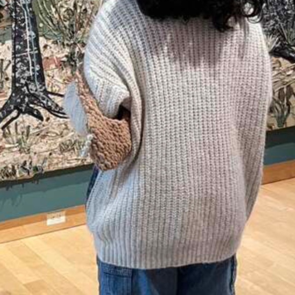 Cozy Beige Button Down Denim Pockets Oversized Cardigan - Picture 8 of 9